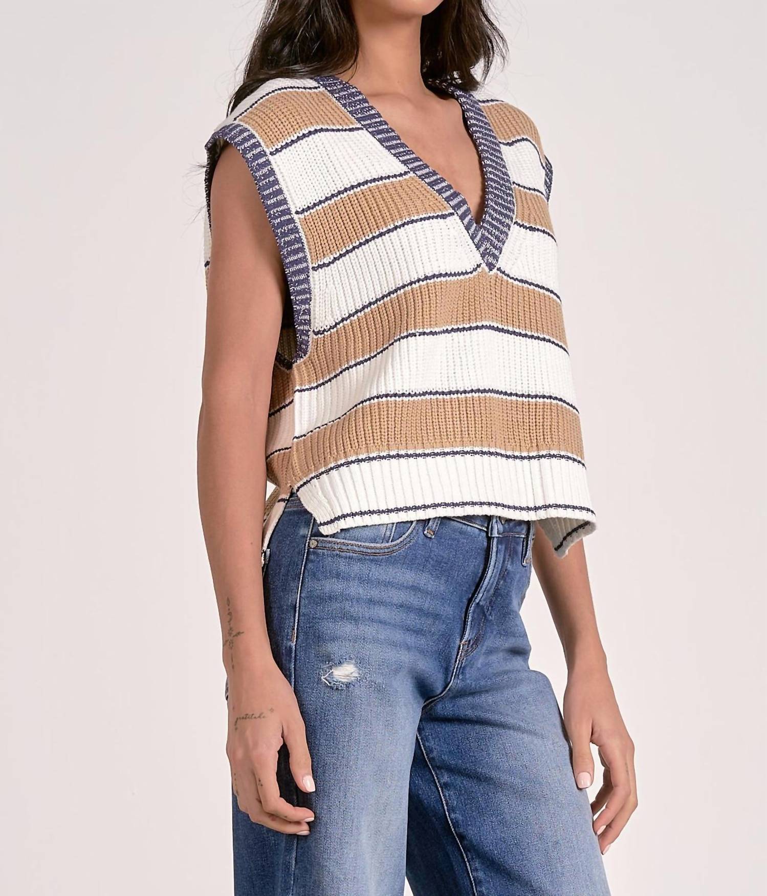 Elan - V Neck Striped Vest