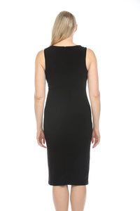 Joseph Ribkoff - Ruched Fitted Sleeveless Midi Sheath Dress
