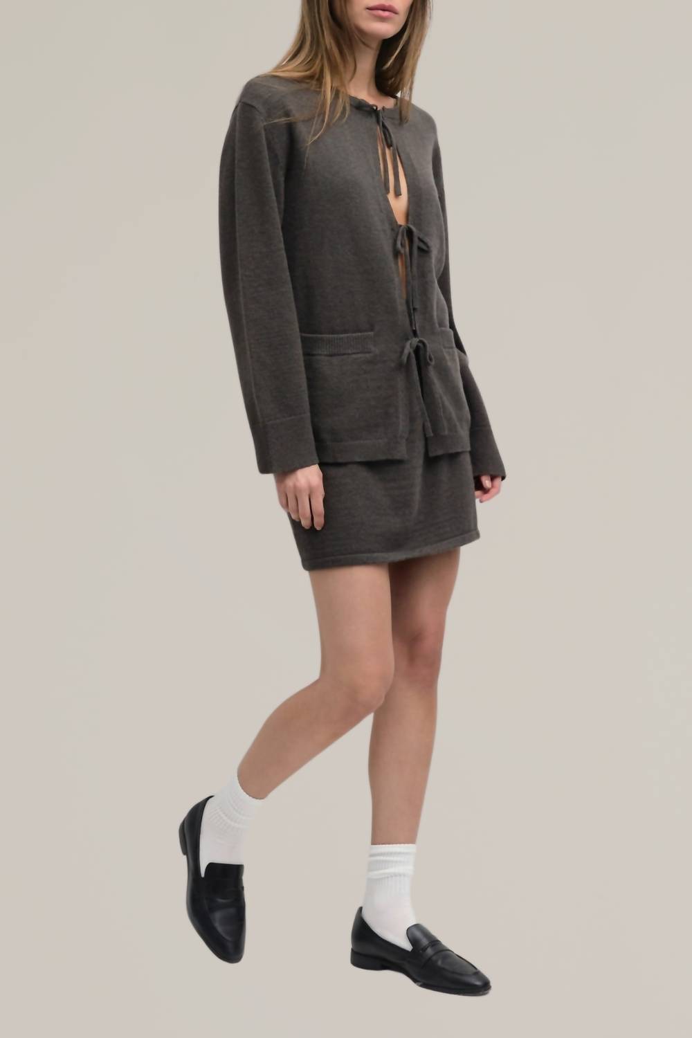 Mod Ref - Knit Sweater Tie Front Cardigan