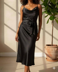 Glam - Lucille Draped Neck Midi Dress