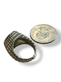 Chanel - Women's Logo Signet Ribbed Coin Ring
