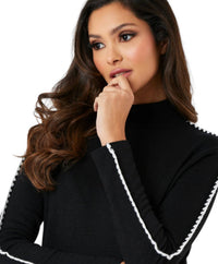 French Kyss - Stitch Sleeve Mock Neck Sweater