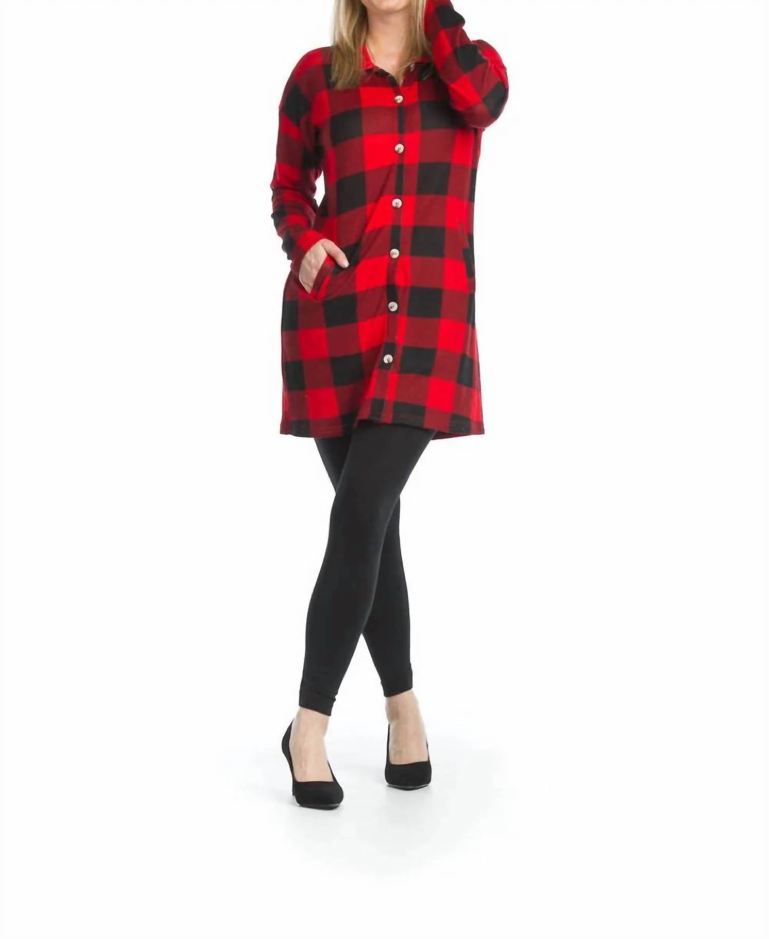 Papillon - Brushed Check Button Up Dress