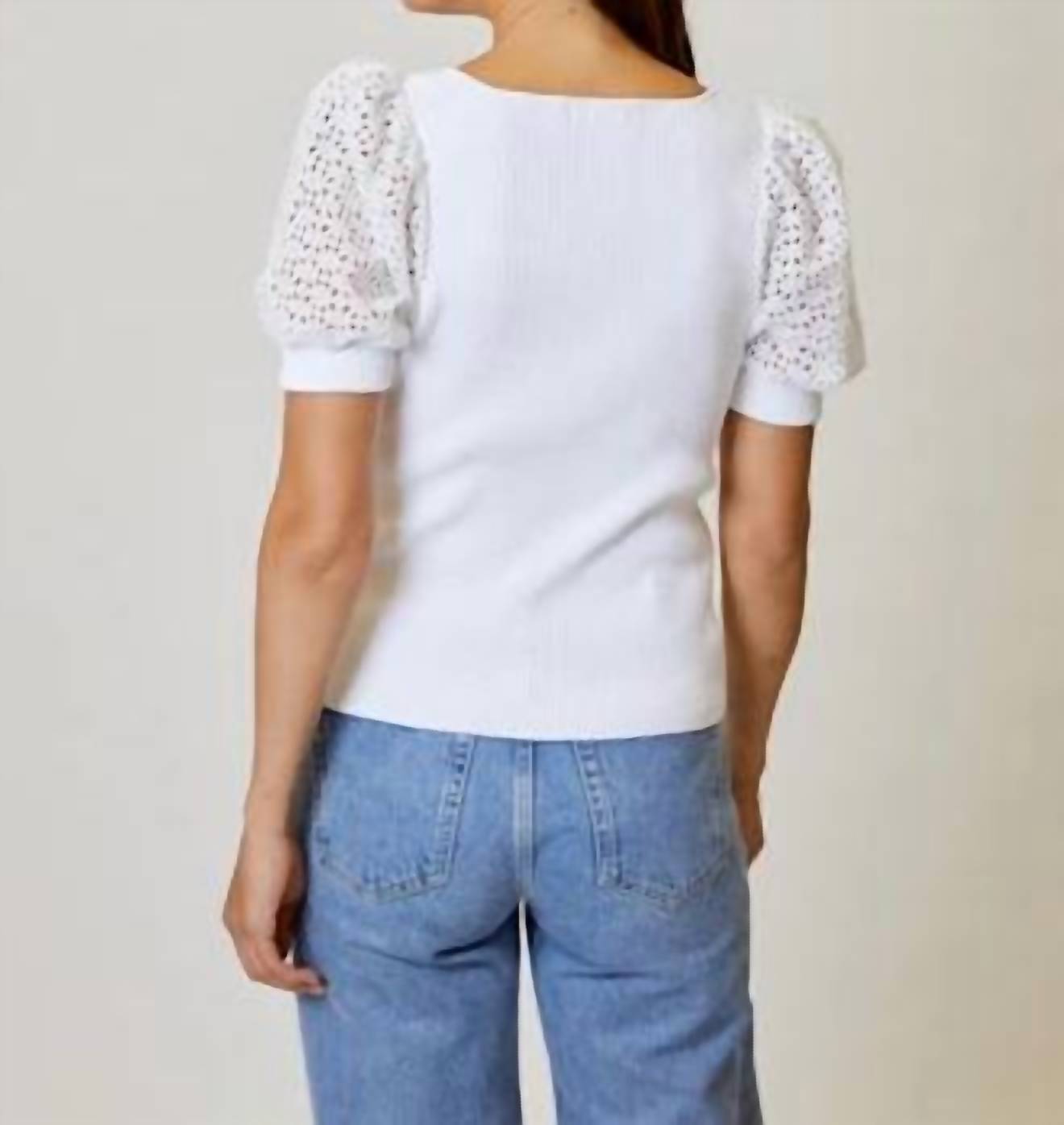 Design History - Short Sleeved Mix Media Knit Top