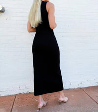 Lalavon - Sleeveless Sweater Button Down Maxi Dress