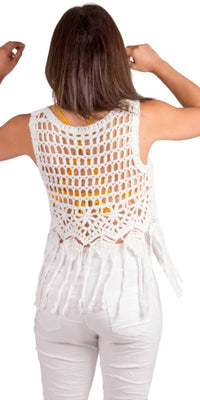 GIGI MODA Nikki Crochet Tank in white - women's tank top - alternate view