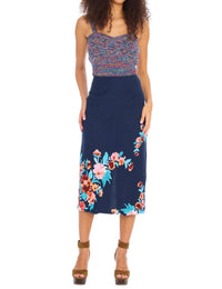ALLISON NEW YORK Eva Midi Skirt in navy floral - women's skirt
