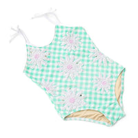 Shade Critters - Girl's Daisy Stripe Sequin One Piece Swimsuit