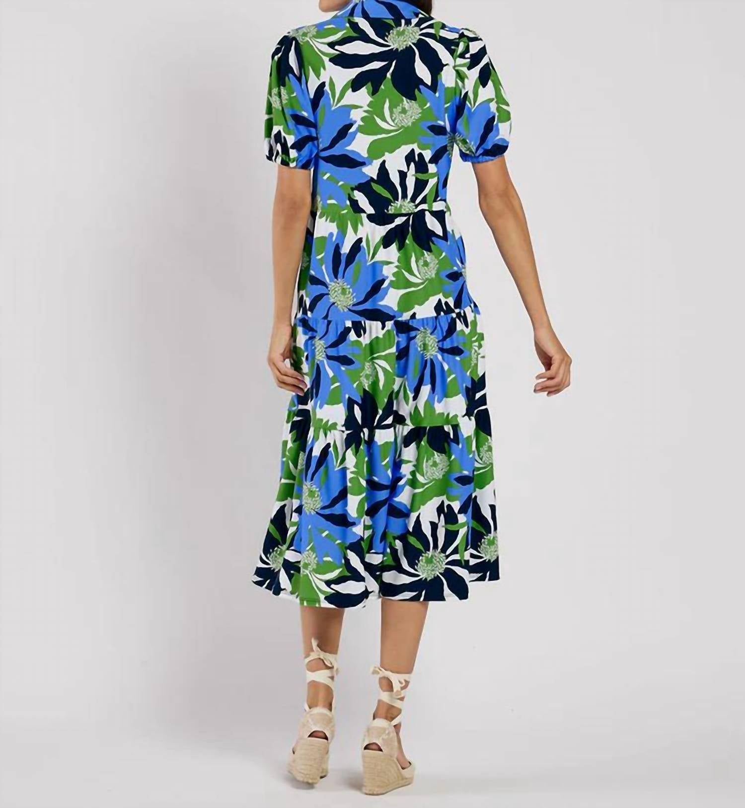 JUDE CONNALLY Portia Dress in navy green white - women's dress - detail view