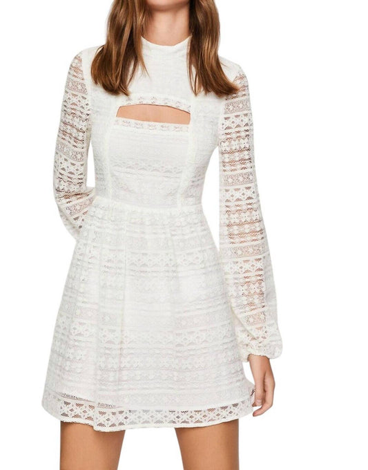 Bcbgeneration - Lace Mini Dress Peak A Boo Long Sleeve Flare Dress