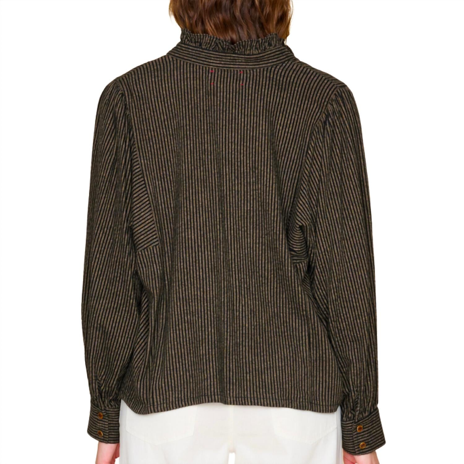 XIRENA Women's Serafina Shirt in phantom stripe - women's shirt - detail view