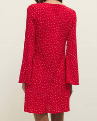 Z Supply Campbell Dot Crepe Mini Dress in kiss me red - women's dress - detail view