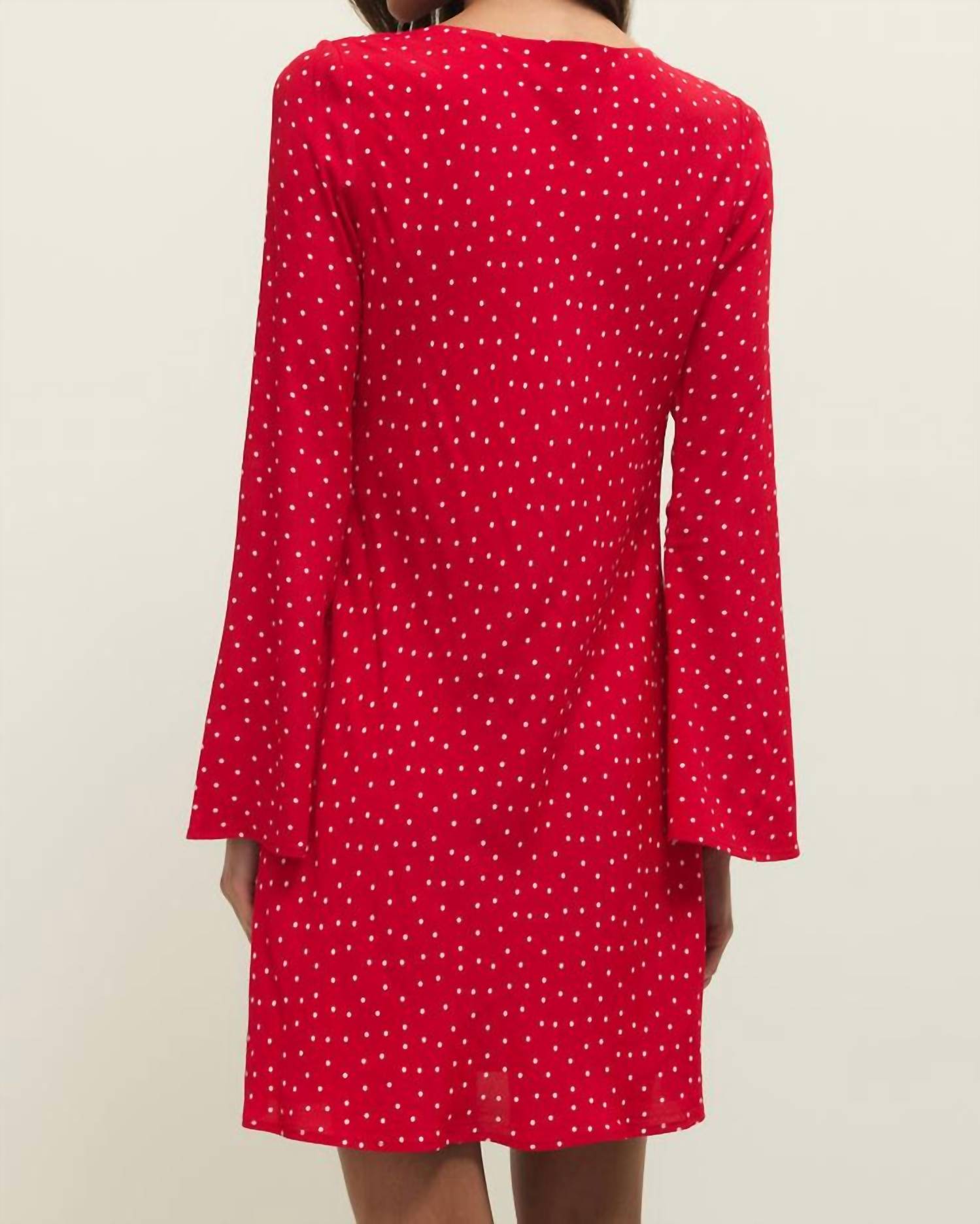 Z Supply Campbell Dot Crepe Mini Dress in kiss me red - women's dress - detail view