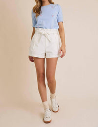 Gilli - Round Neck Puff Sleeve Star Embroidered Knit Top