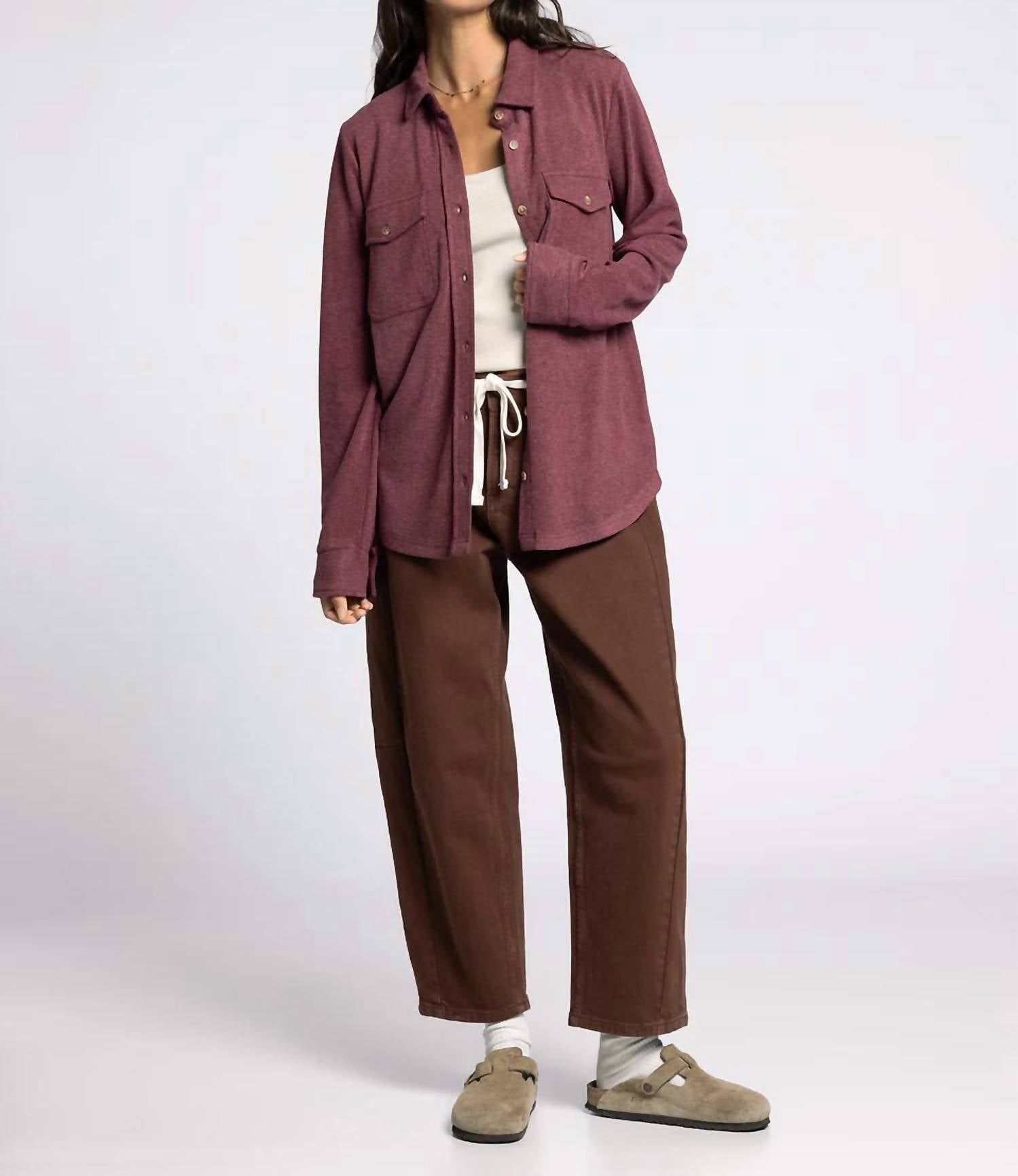 Thread & Supply Cassian Shirt in deep ruby - women's shirt - alternate view