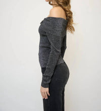 Central Park West - Collette Ribbed Lurex Off The Shoulder Sweater