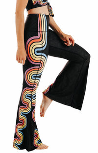 Yoga Democracy - Women's Double Rainbow Printed Bell Bottoms Leggings