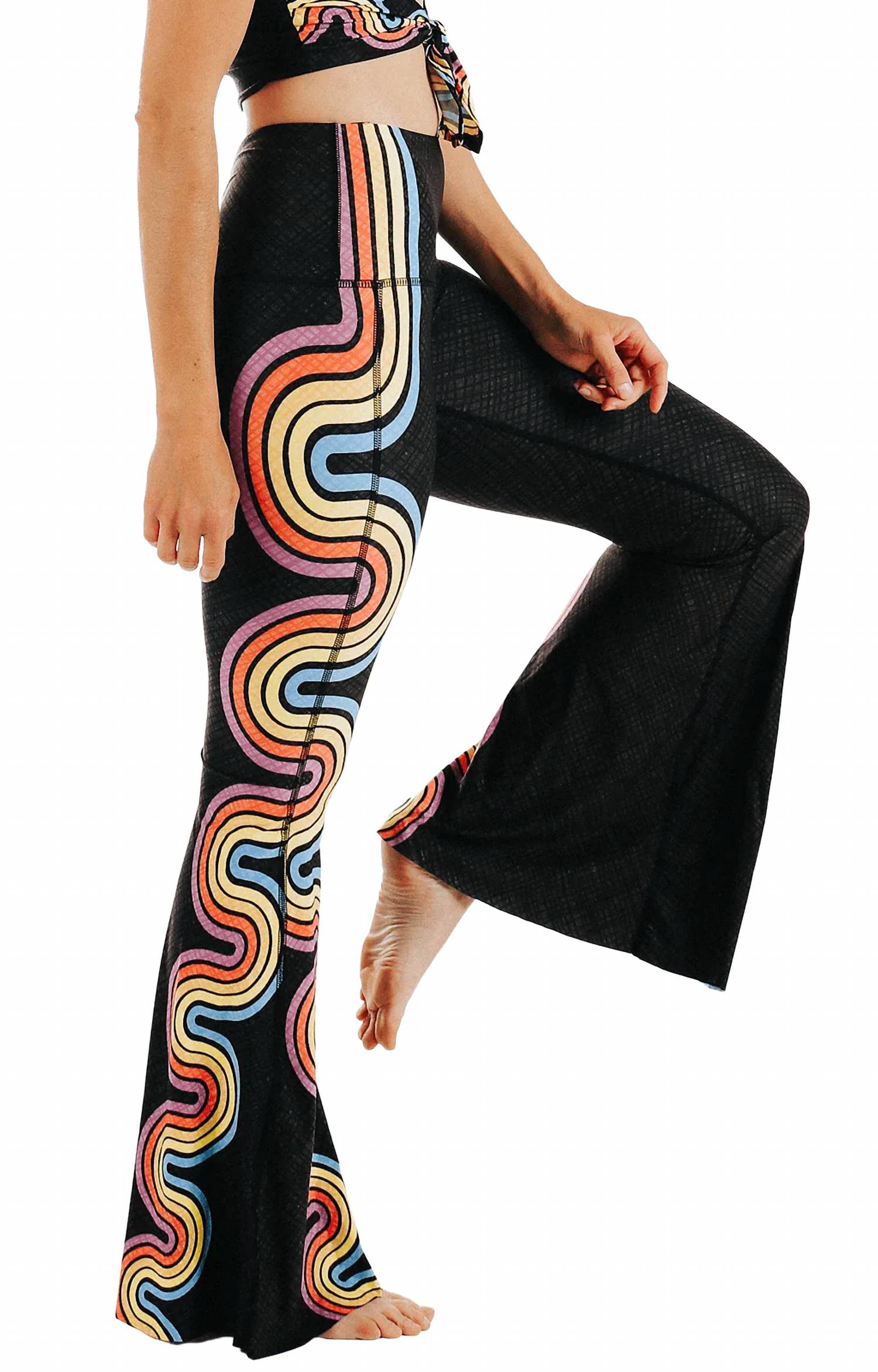 Yoga Democracy - Women's Double Rainbow Printed Bell Bottoms Leggings