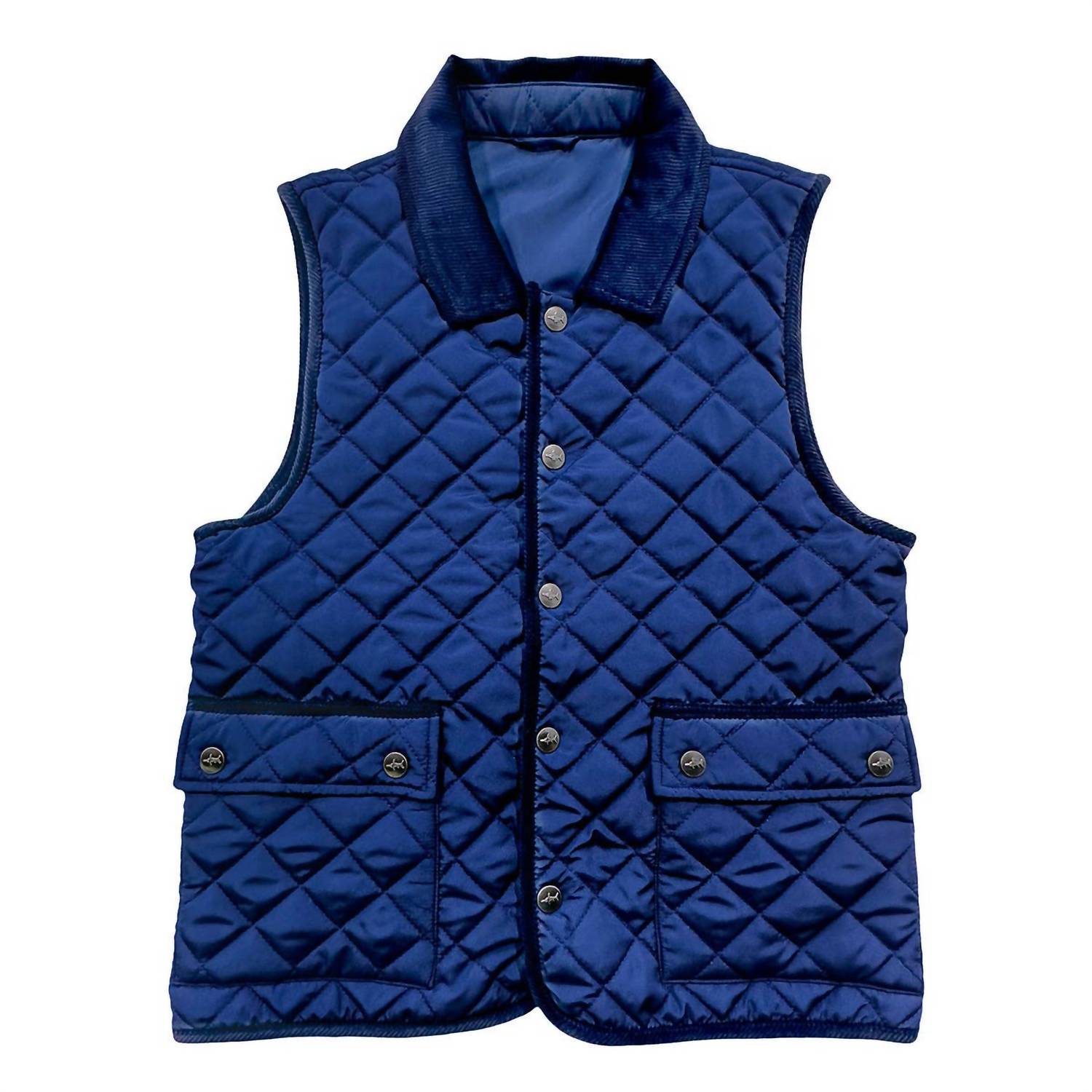 Saltwater Boys Co. Derby Field Quilted Vest in royal blue - item - alternate view