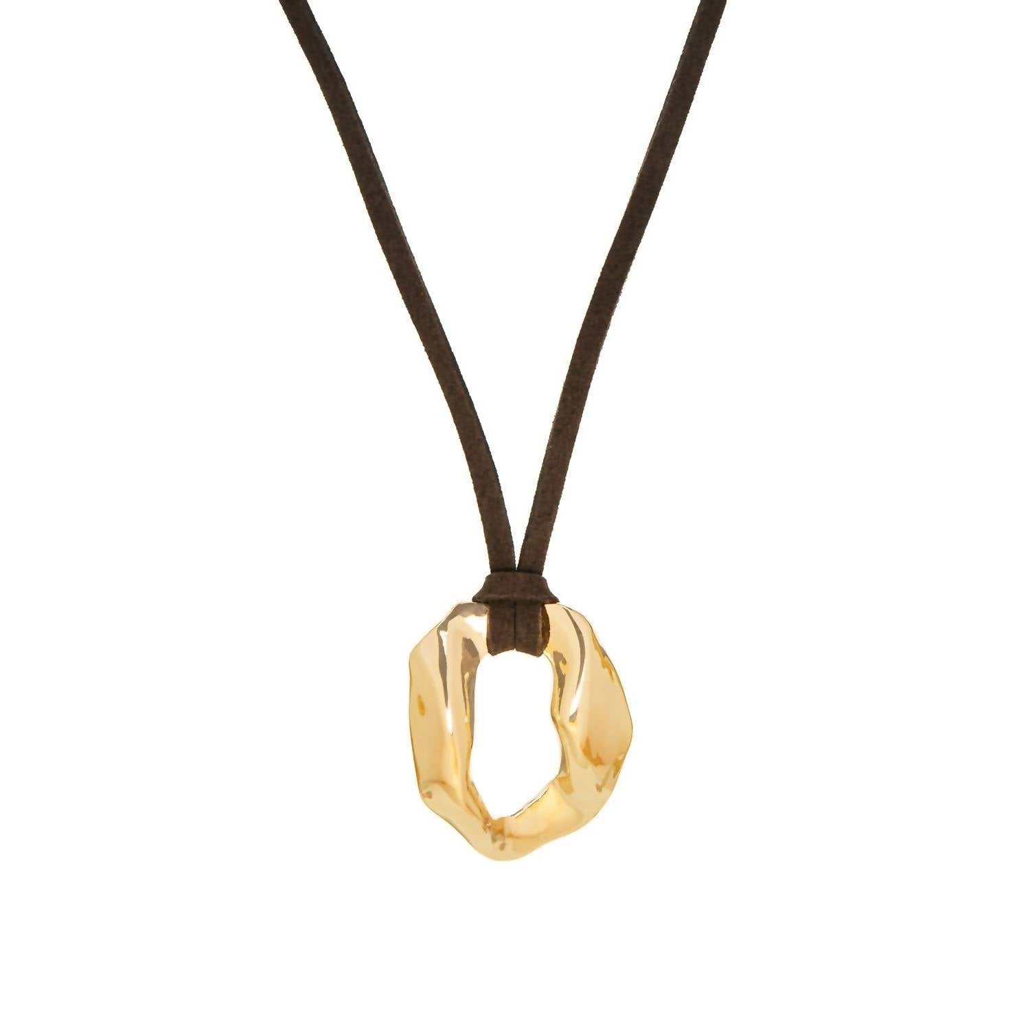 Marlyn Schiff - Circle Pendant Suede Necklace