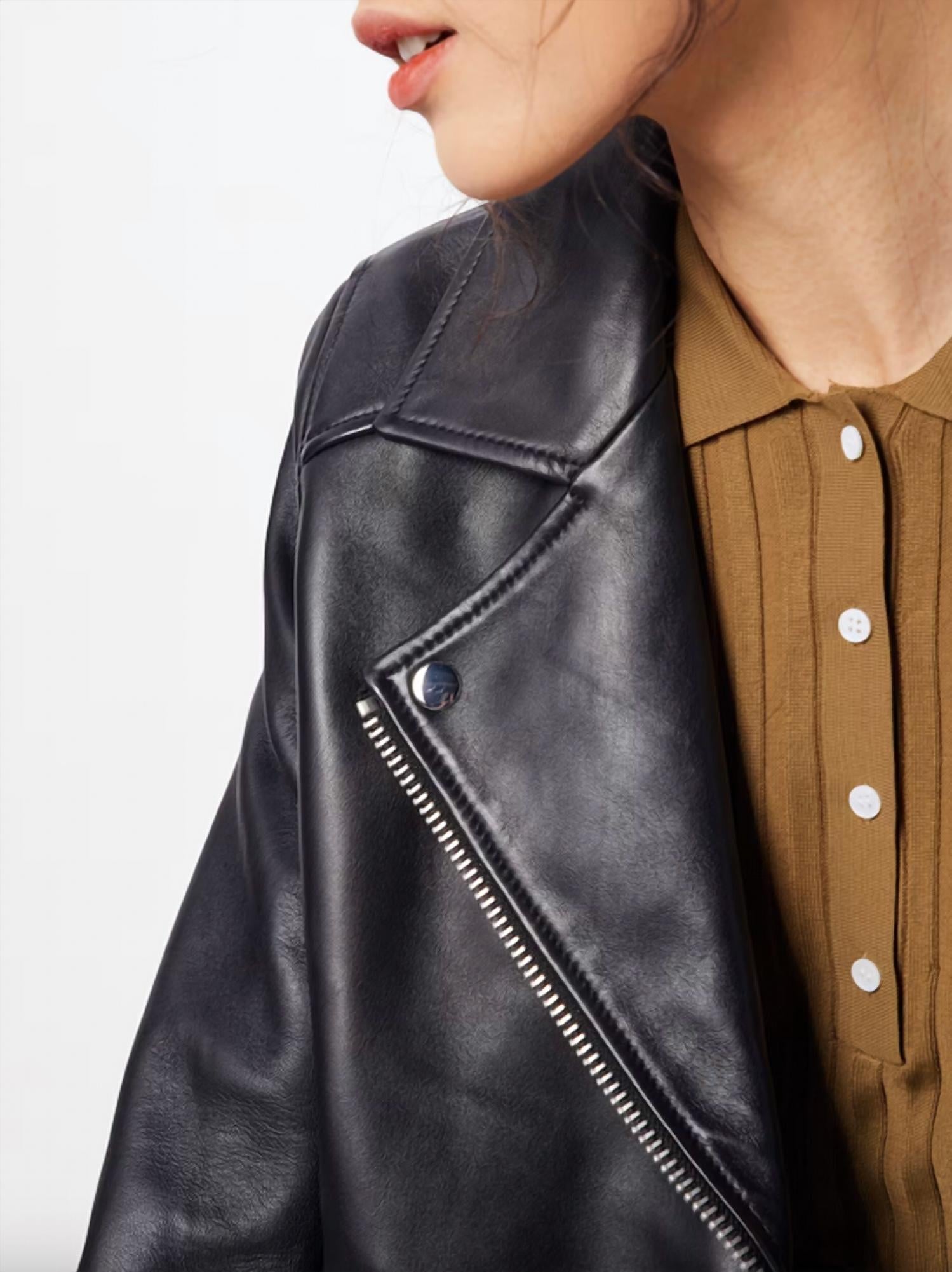 SAMSOE Women's Welter Leather Jacket in black - women's jacket - view 4