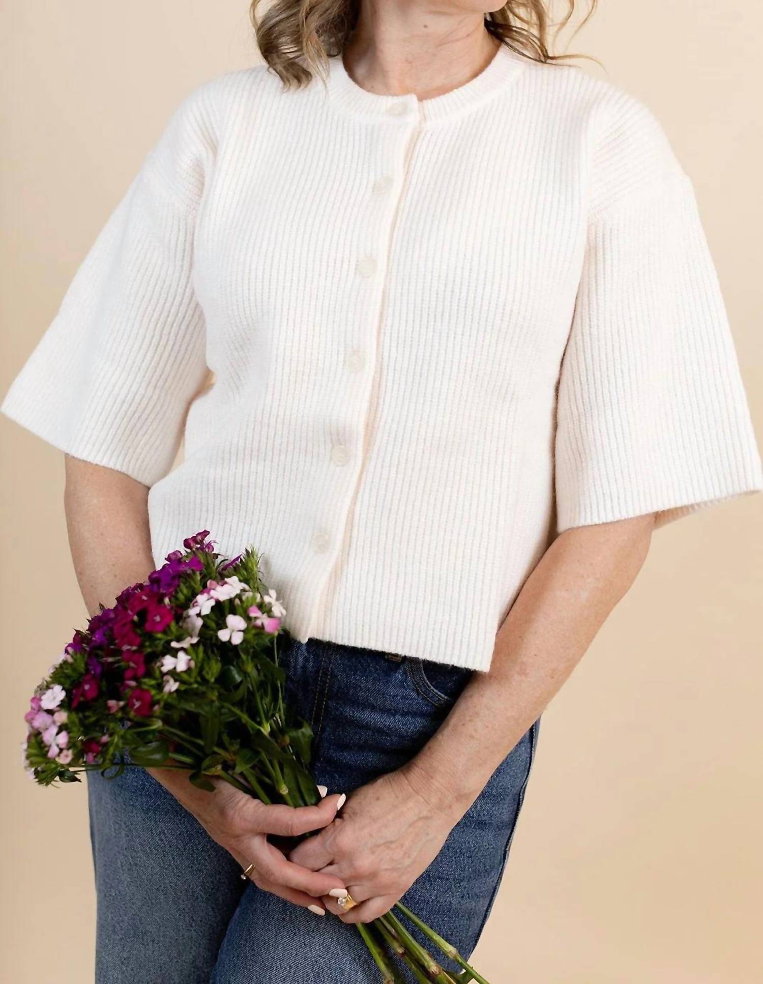 Aureum - Alix Short-sleeve Knit Cardigan
