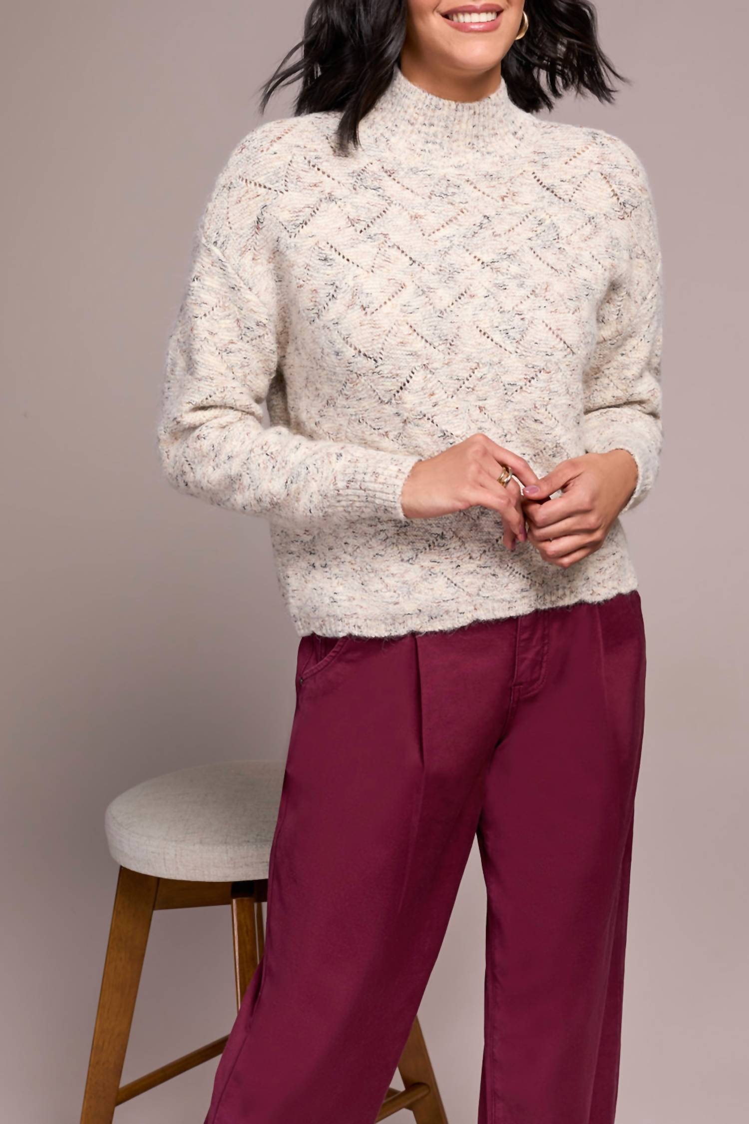 Tribal - Mock Neck Drop Shoulder Sweater
