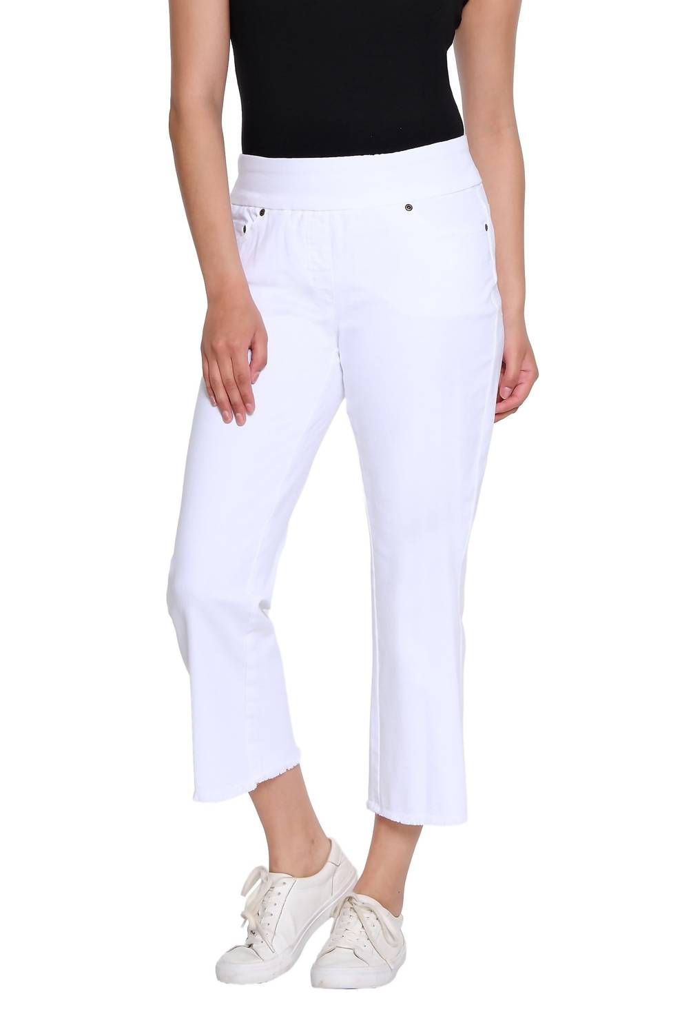 Slimsation By Multiples Ready To Go Flare Jeans in white - women's jeans