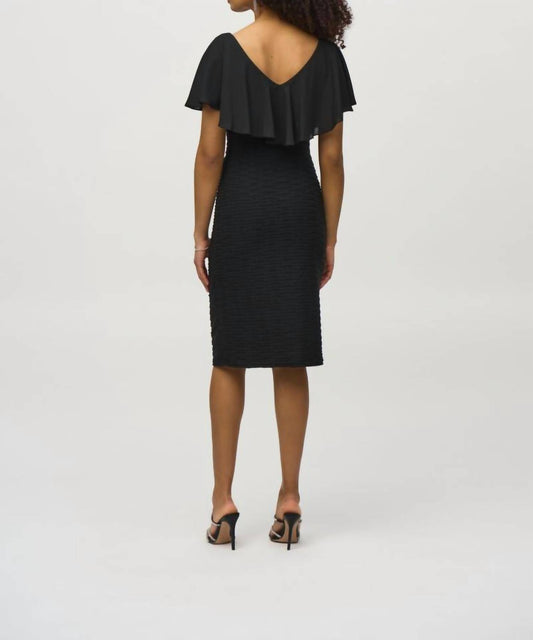 Joseph Ribkoff - V-neck Chiffon Overlay Sheath Dress