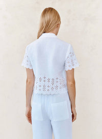 Bella Dahl - Short Sleeve Embroidered Button Down Top