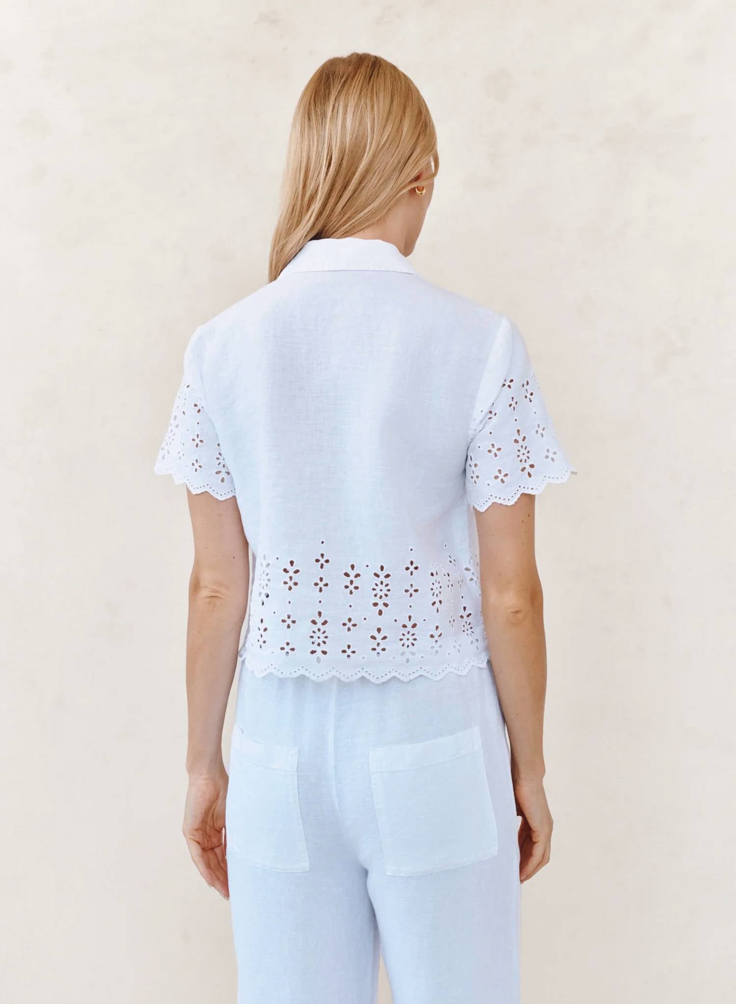 Bella Dahl - Short Sleeve Embroidered Button Down Top