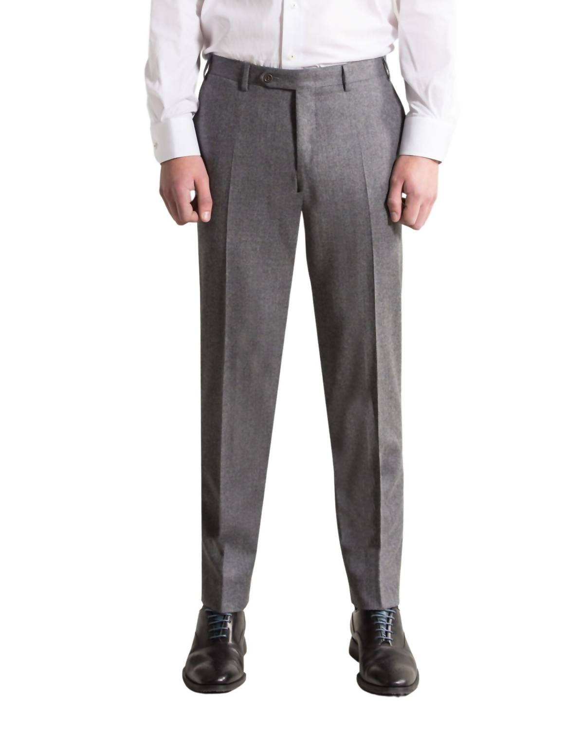 CANALI Luxury Wool Flannel Trousers in light grey - men's pants