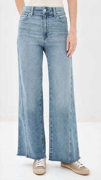 Paige - Anessa Twisted Seam Raw Hem High Waist Wide Leg Jeans
