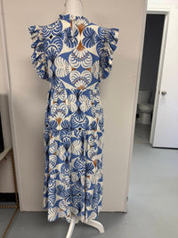 Jodifl - Women's Ruffled Sleeves Boho Floral Tiered Midi Dress