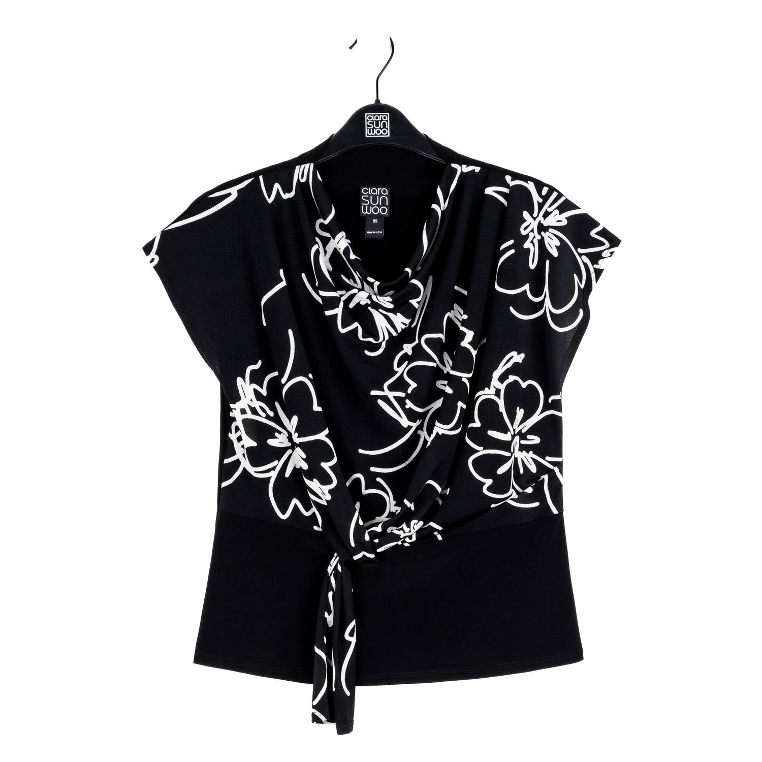 Clara Sunwoo - Drape Neck Floral Top