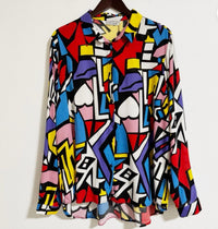 Joidart - Geometric Print Button Up Blouse