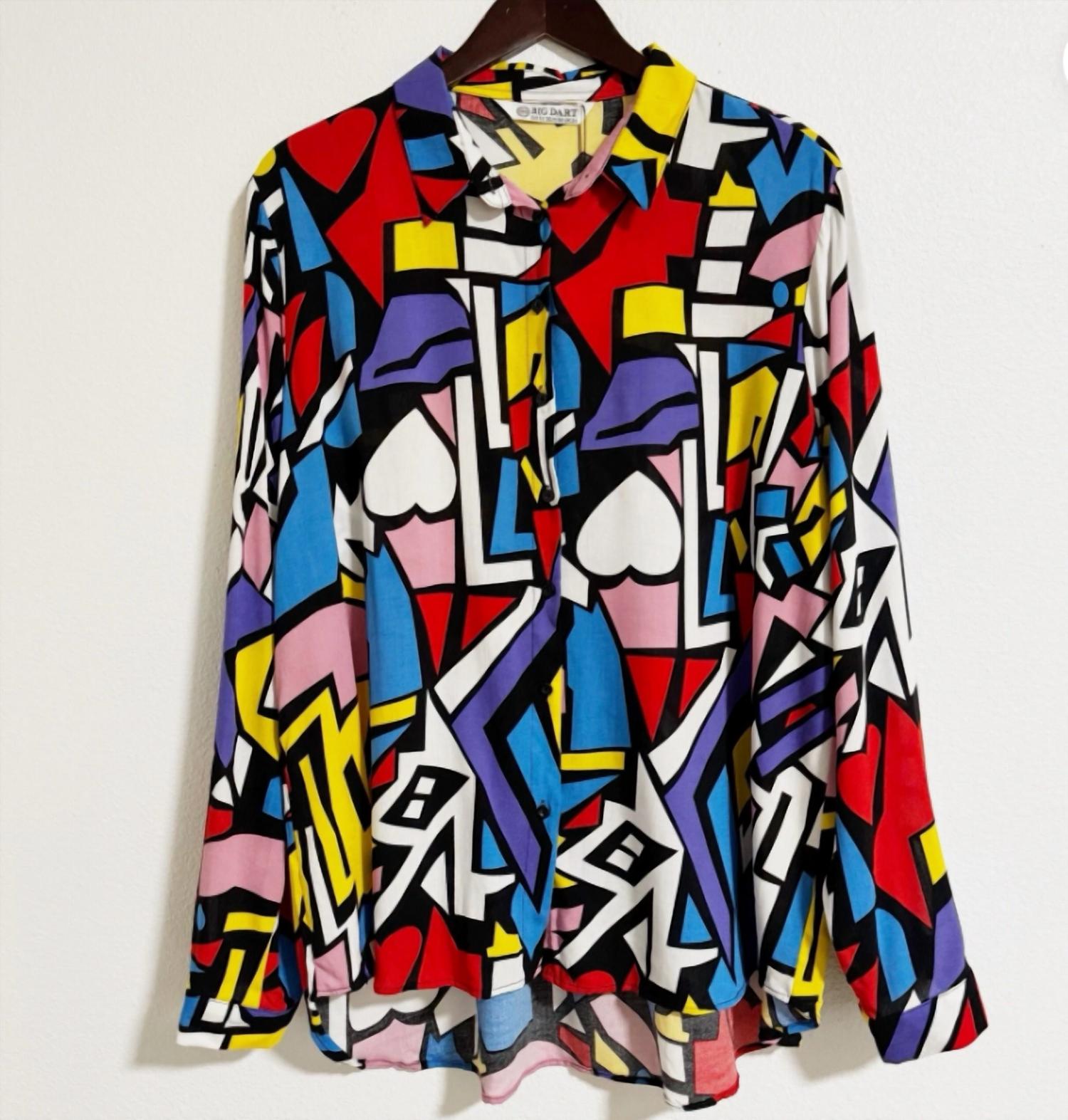Joidart - Geometric Print Button Up Blouse