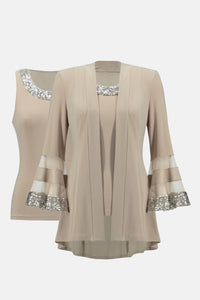 Joseph Ribkoff Sequin Accent Two Piece Set in beige 1 - women's cardigan - view 5