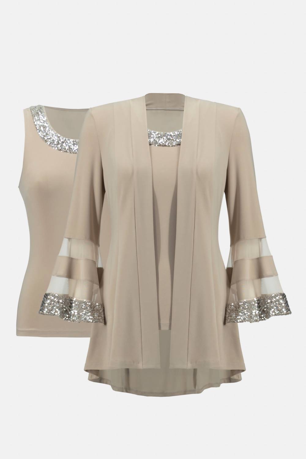 Joseph Ribkoff Sequin Accent Two Piece Set in beige 1 - women's cardigan - view 5