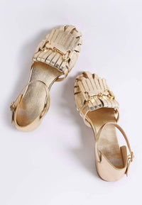 Rag Company - Women's Noori Metallic Fringe Flat Sandals