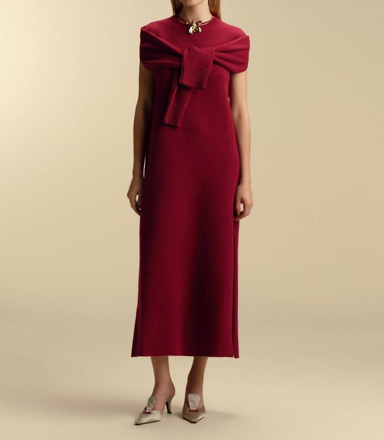 Marina Moscone - Long Sleeve Multiway Sheath Maxi Dress