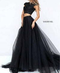 Sherri Hill Beaded Two Piece A-line Organza Gown in black - women's dress - alternate view