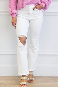 Risen - Distressed Straight Leg Jeans