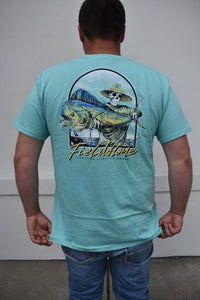 Fieldstone Skeleton Tee in turquoise - men's t-shirt - detail view
