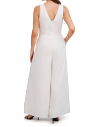 London Times - Bow-Accent Sleeveless Wide-Leg Jumpsuit