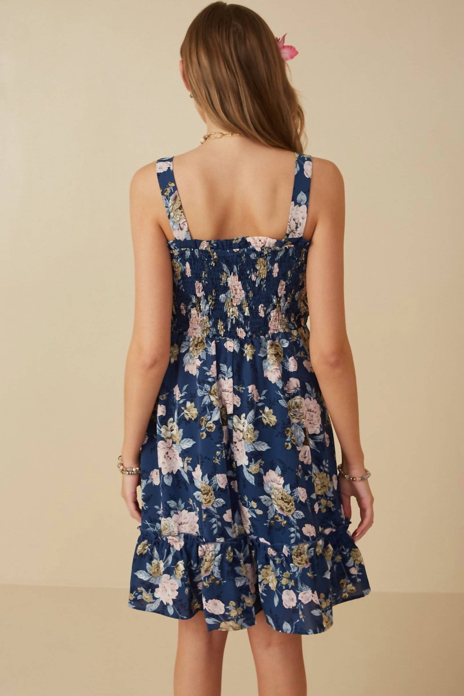 Hayden La - Floral Smocked Bodice Tank Dress