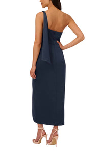 Adrianna Papell - Asymmetrical Neck One Shoulder Satin Crepe Gown