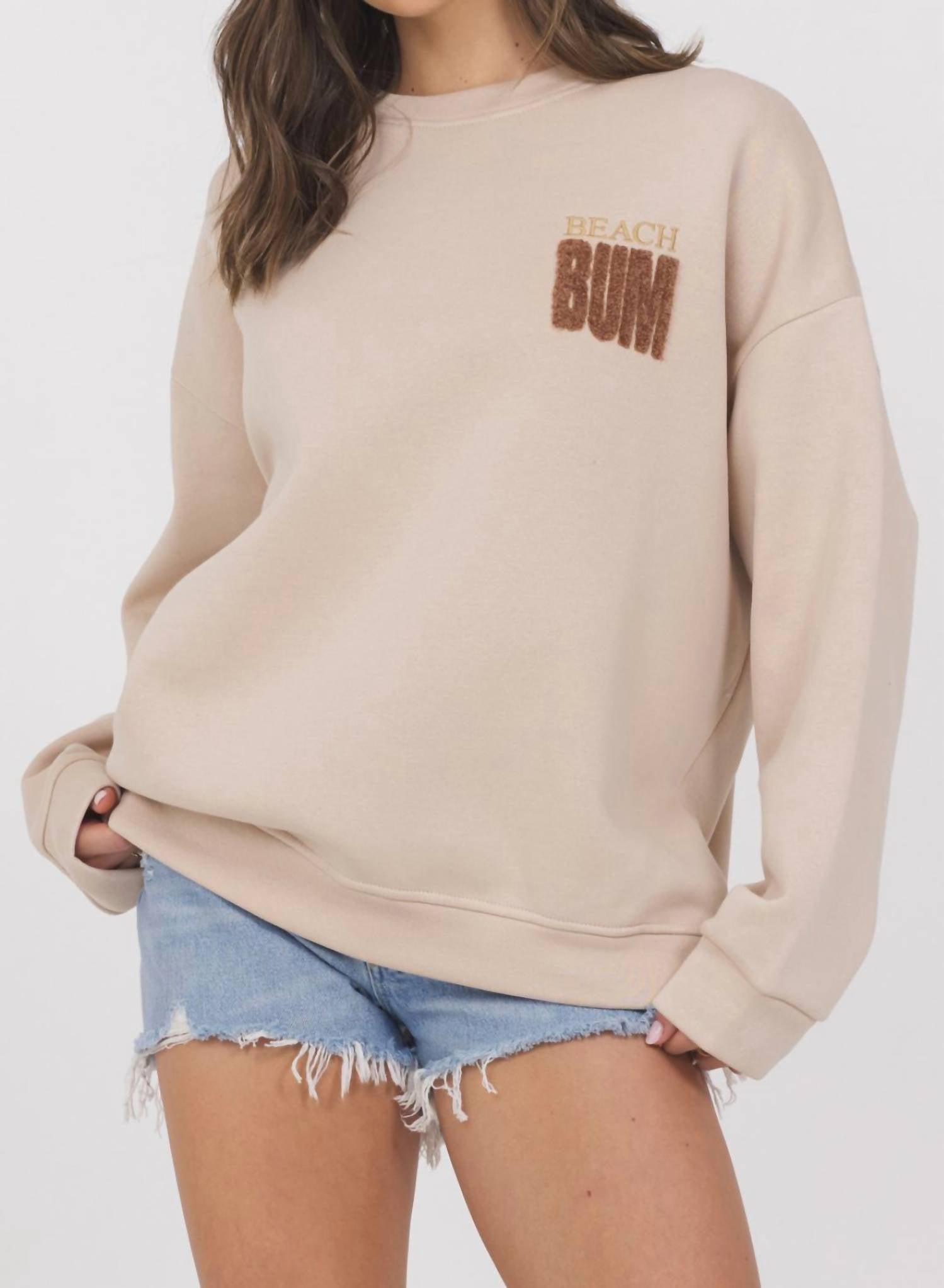 Vintage Havana - Oversized Beach Bum Fleece Crew Sweatshirt