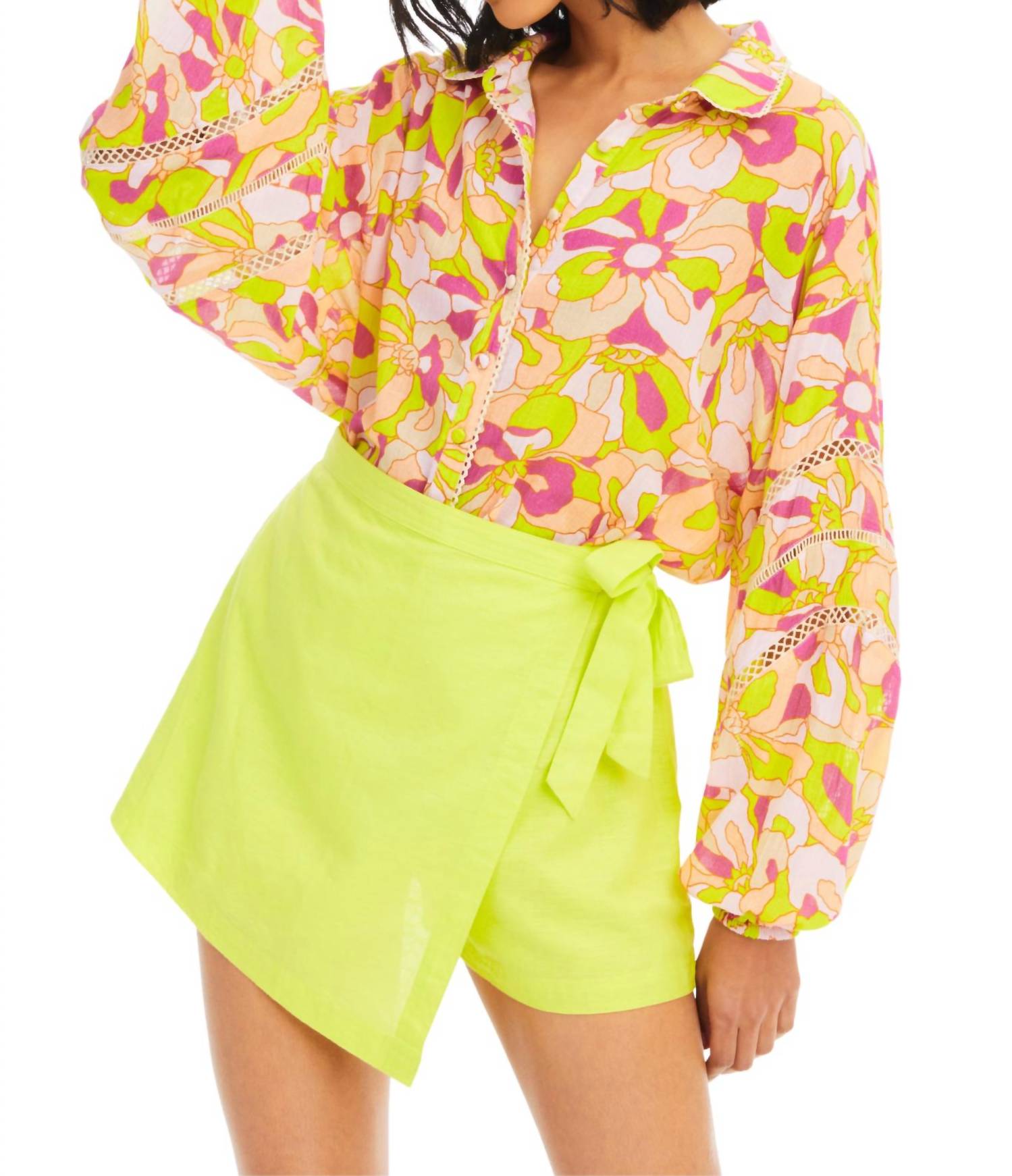 ALLISON NEW YORK Zelda Mini Skort in lime - women's shorts - view 6