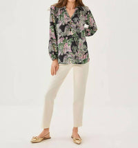 Lilly Pulitzer Elsa Silk Top in onyx pb anniversary toile - women's blouse - alternate view